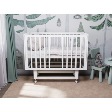 Кроватка детская Lunna Rita с автостенкой, маятником и колесами цвет: белый