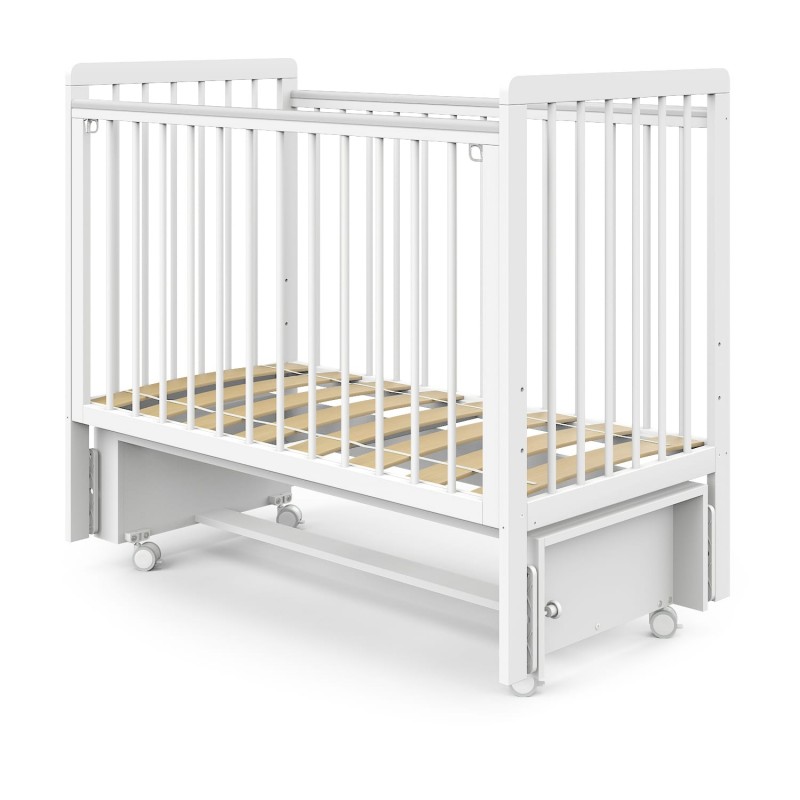 Детская деревянная кроватка Sweet Baby Vita с маятником + быстросъемная стенка  цвет: белая
