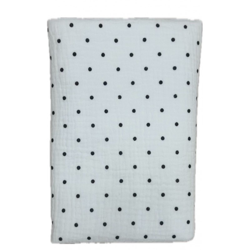 Непромокаемая многоразовая пеленка из муслина 60*90 см цвет: черный горошек