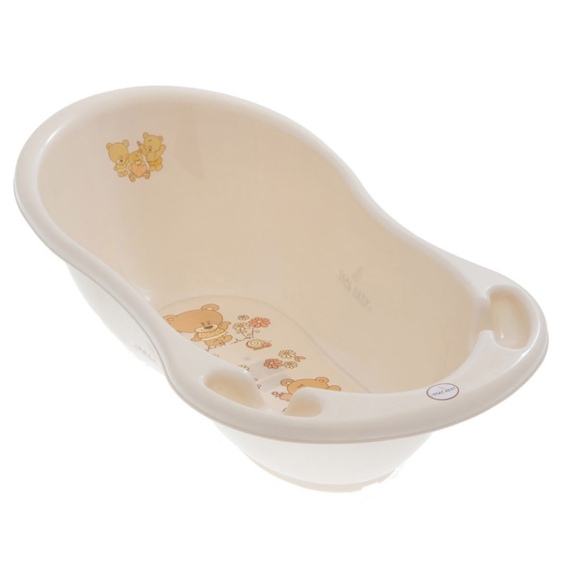 Ванночка для купания малыша с рождения Тега 102 см со сливом " Teddy / Мишки" цвет: бежевый MS-005 ODPLYW-119