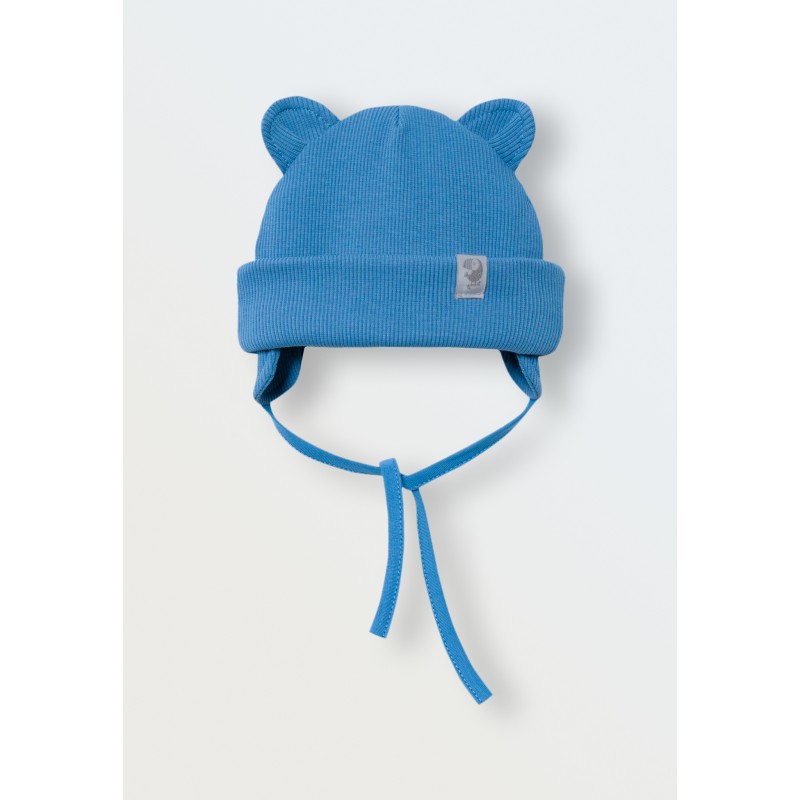 Шапочка из кашкорсе с ушками 40-42 см цвет: синий 6030-38