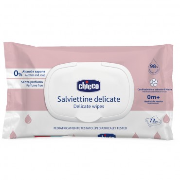 Салфетки влажные очищающие без отдушки 0+ 72 шт. с клапаном Chicco