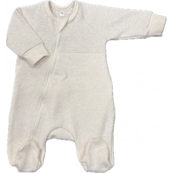 Комбинезон на молнии из хлопка 56 см Т-216/полоска + бежевый