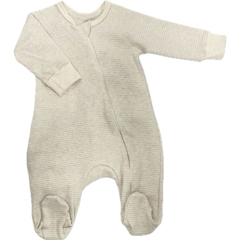 Комбинезон на молнии из хлопка 62 см Т-216/полоска бежевый