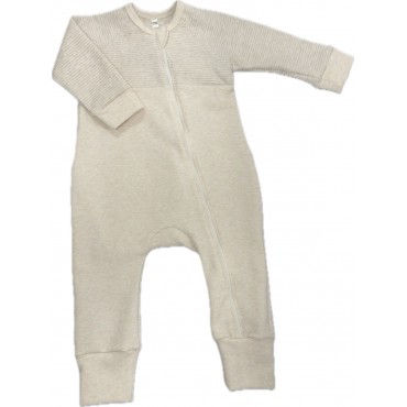 Комбинезон на молнии из хлопка 74 см Т-216/полоска + бежевый