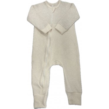 Комбинезон на молнии из хлопка 80 см Т-216/полоска + бежевый