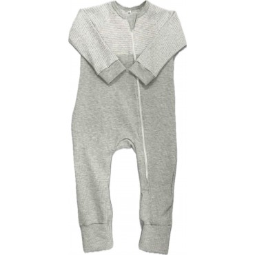 Комбинезон на молнии из хлопка 86 см Т-216/полоска + серый