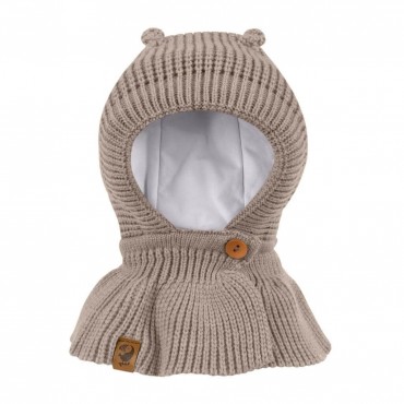 Шапочка-шлем на пуговице Мишка 38-42 см цвет: теплый беж 3090-122 Шапочка-шлем на пуговице Мишка 38-42 см цвет: теплый беж 3090-122
