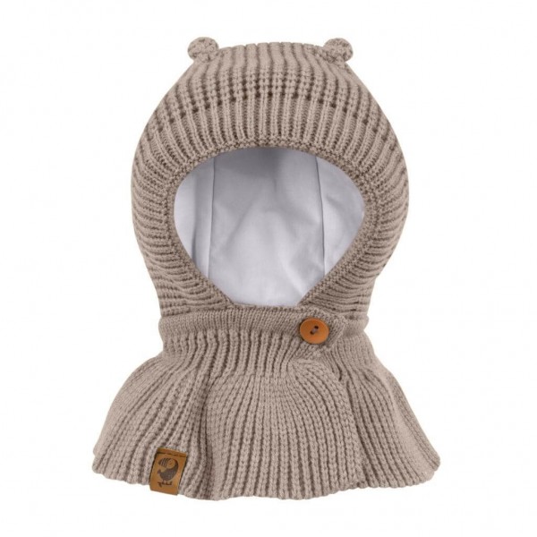 Шапочка-шлем на пуговице Мишка 38-42 см цвет: теплый беж 3090-122