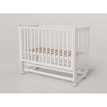 Кроватка детская Lunna Lika с маятником и колесами + быстросъемная стенка цвет: белый