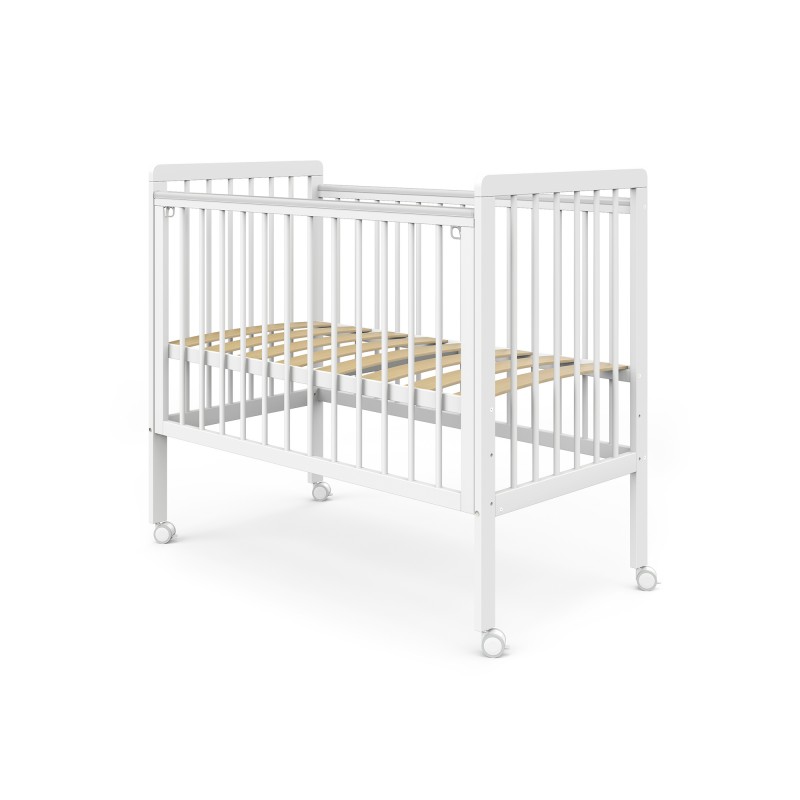 Детская деревянная кроватка Sweet Baby на колесах+ быстросъемная стенка цвет: белая Bella белая