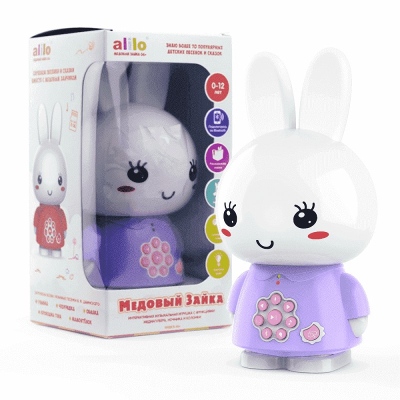 Игрушка интерактивная развивающая Alilo Медовый зайка ® G6+ цвет: сиреневый 60301 Игрушка интерактивная развивающая Alilo Медовый зайка ® G6+ цвет: сиреневый 60301